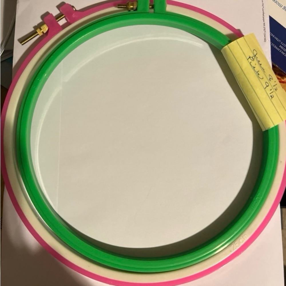 Green and Pink Embroidery Hoop